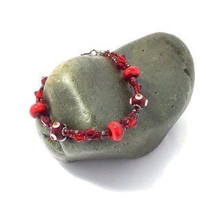 Sterling silver and glass bead bracelet